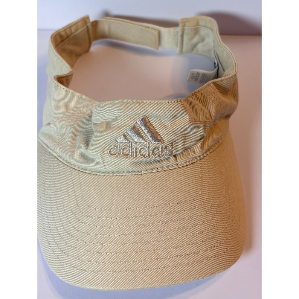 Adidas Golf Visor Hat Cream Khaki Adjustable Cotton Embroidered Logo Unisex